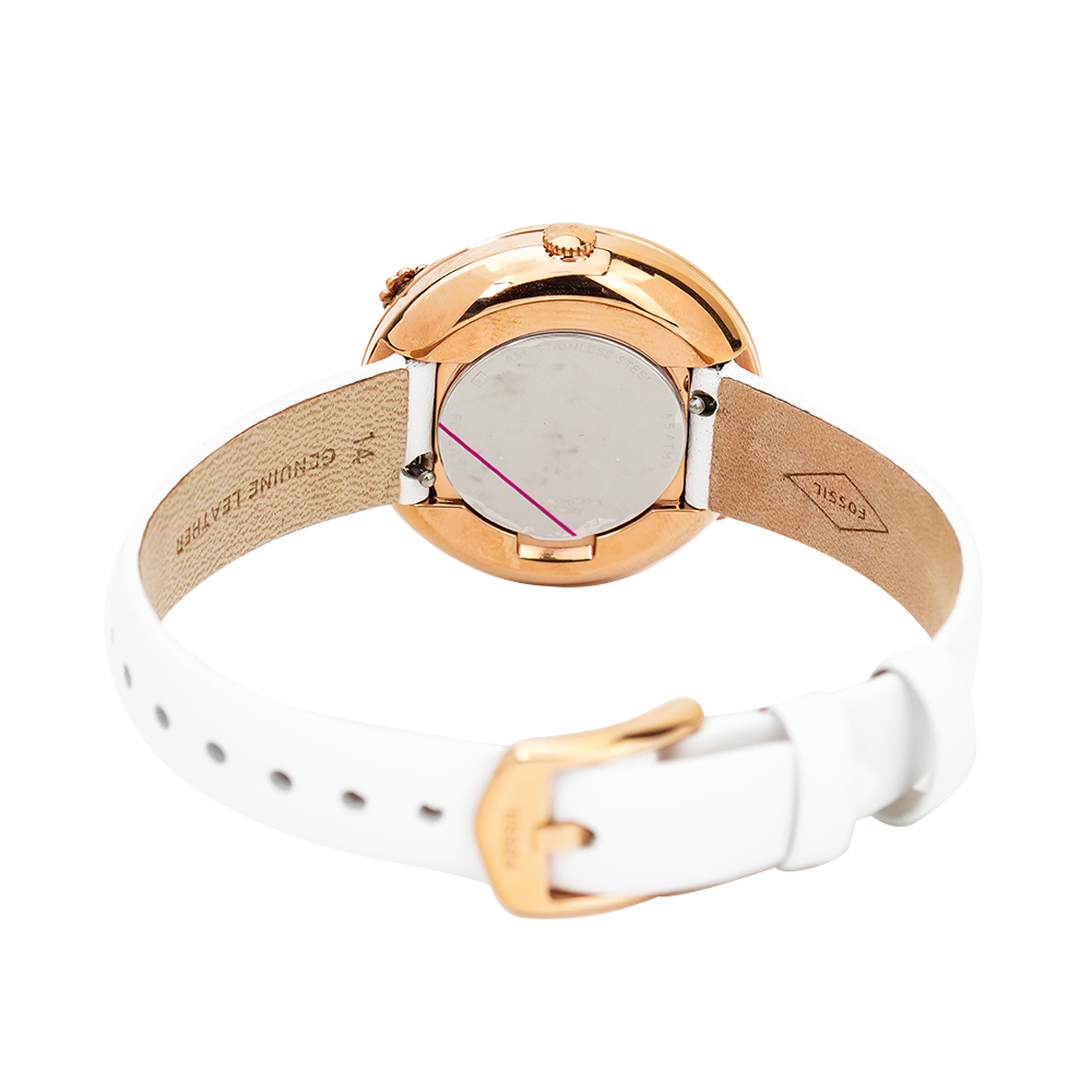 Jam Tangan Fossil Presley ES4601 Women White Dial White Leather Strap