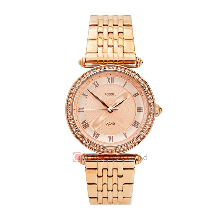 Jam Tangan Fossil Lyric ES4711 Women Rose Gold Dial Rose Gold Stainless Steel Strap