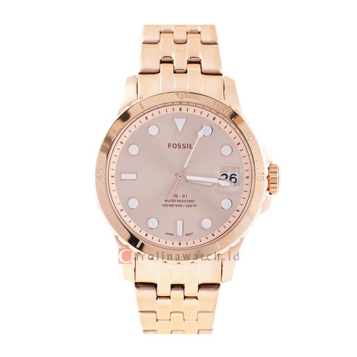 Jam Tangan Fossil FB-01 ES4748 Women Rose Gold Dial Rose Gold Stainless Steel Strap