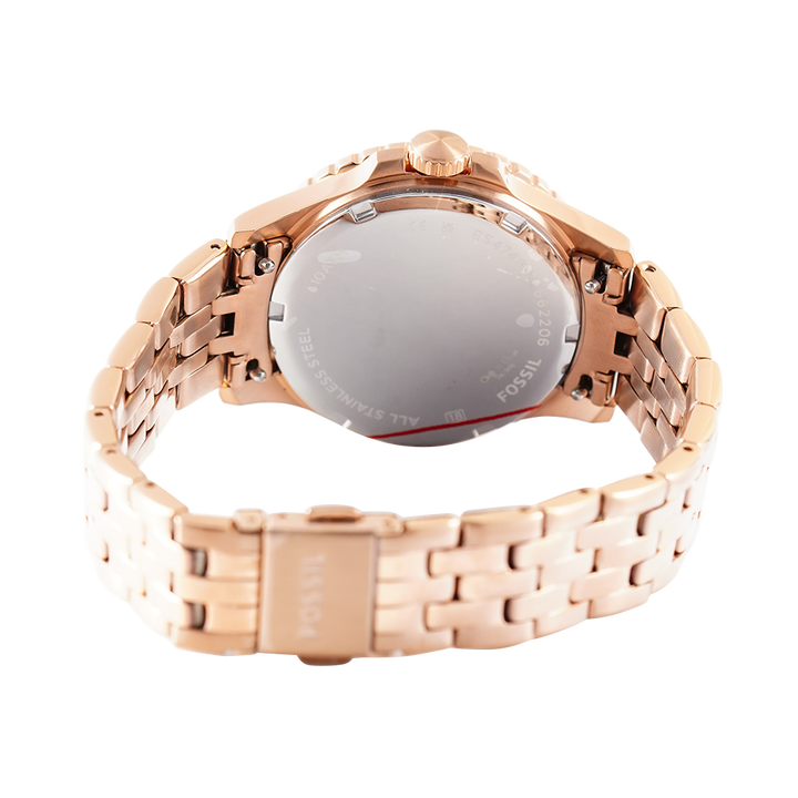 Jam Tangan Fossil FB-01 ES4748 Women Rose Gold Dial Rose Gold Stainless Steel Strap