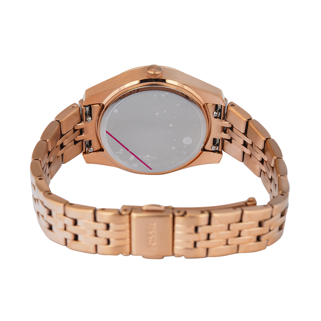 Jam Tangan Fossil Scarlette Mini ES4898 Women Rose Gold Dial Rose Gold Stainless Steel Strap