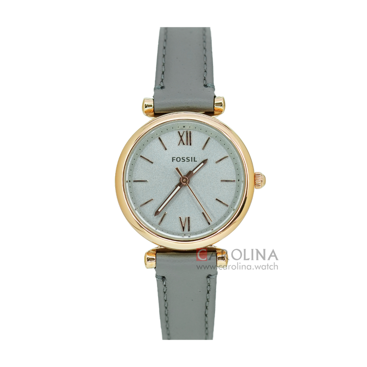 Jam Tangan Fossil Carlie Mini ES5068 Women Grey Dial Grey Leather Strap