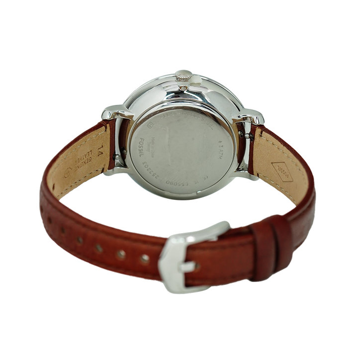 Jam Tangan Fossil Jacqueline ES5090 Women White MOP Dial Brown Leather Strap