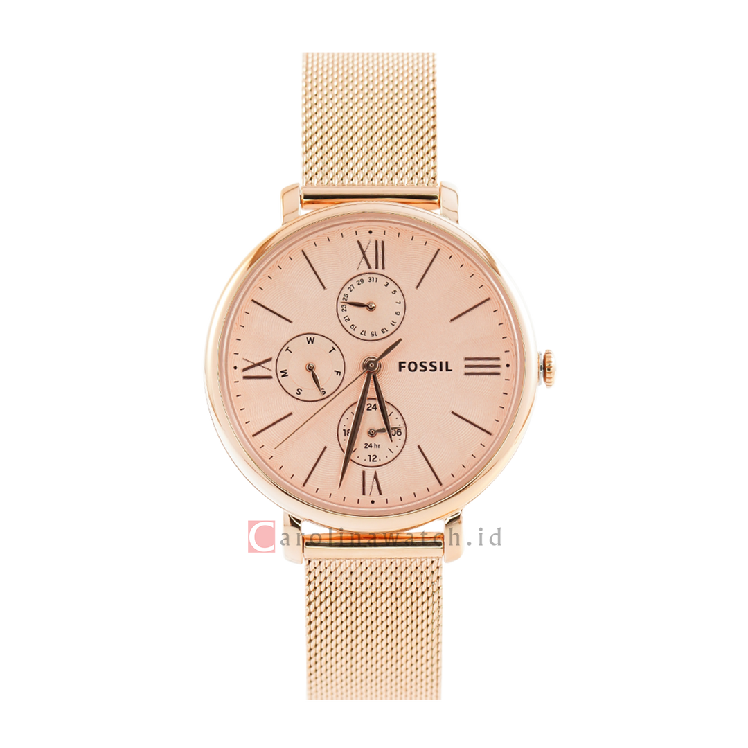 Jam Tangan Fossil Jacqueline ES5098 Women Rose Gold Dial Rose Gold Stainless Steel Strap