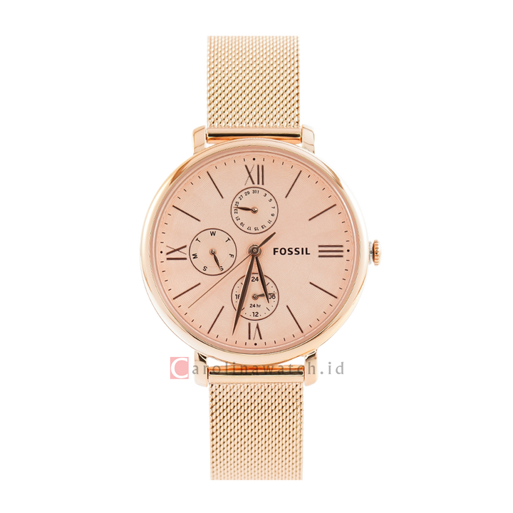 Jam Tangan Fossil Jacqueline ES5098 Women Rose Gold Dial Rose Gold Stainless Steel Strap