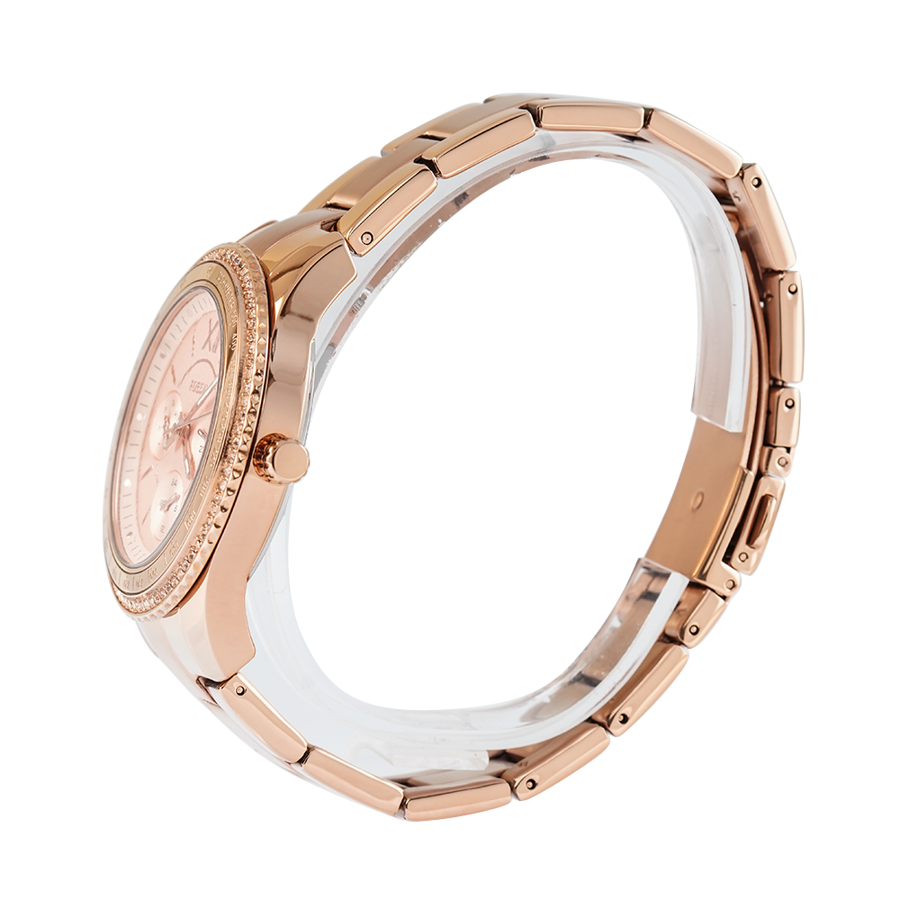 Jam Tangan Fossil Stella ES5106 Women Rose Gold Dial Rose Gold Stainless Steel Strap