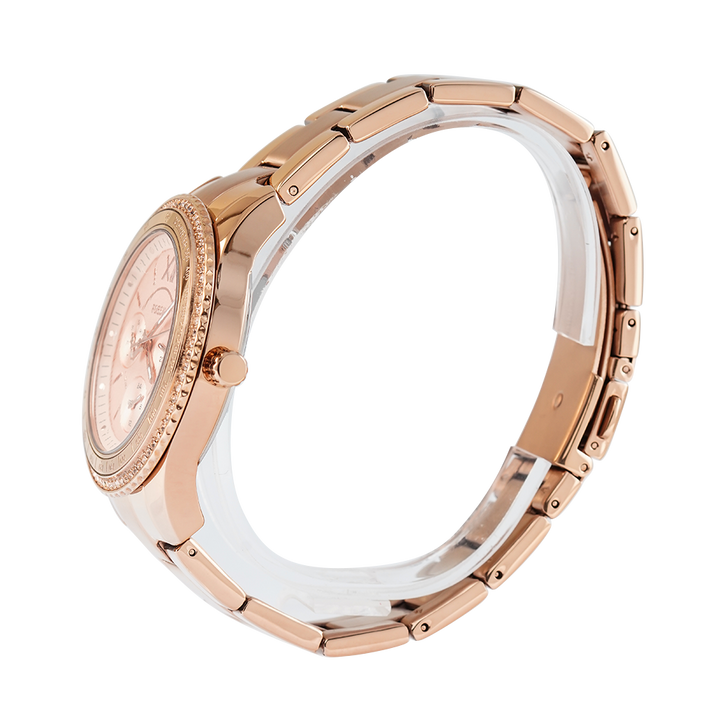 Jam Tangan Fossil Stella ES5106 Women Rose Gold Dial Rose Gold Stainless Steel Strap