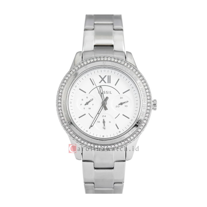 Jam Tangan Fossil Stella ES5108 Women Silver Dial Stainless Steel Strap