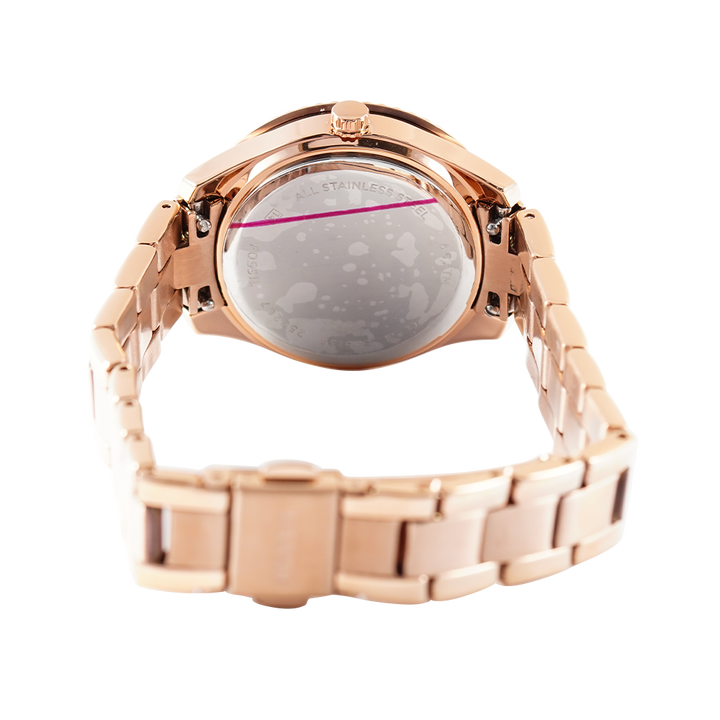 Jam Tangan Fossil Stella ES5136 Women White MOP Dial Rose Gold Stainless Steel Strap