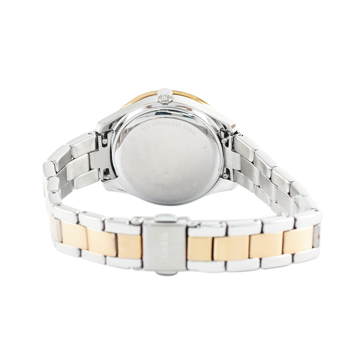 Jam Tangan Fossil Stella ES5138 Women White MOP Dial Dual Tone Stainless Steel Strap