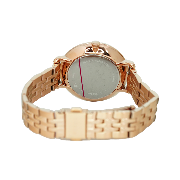 Jam Tangan Fossil Jacqueline ES5185 Women Rose Gold with Flower Motif Dial Rose Gold Stainless Steel Strap