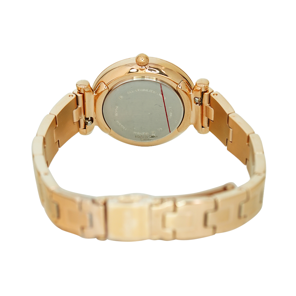 Jam Tangan Fossil Carlie ES5202 Women Silver Dial Rose Gold Stainless Steel Strap