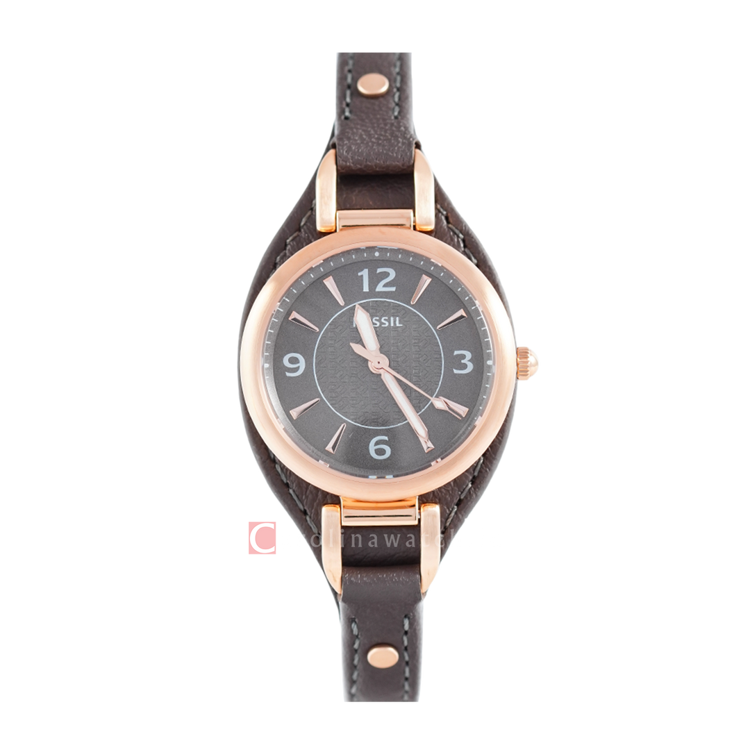 Jam Tangan Fossil Carlie ES5212 Women Black Dial Black Leather Strap