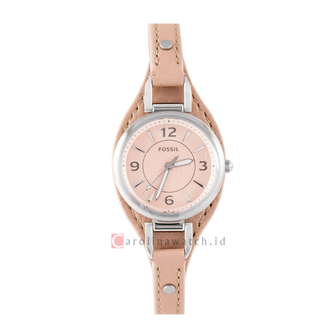 Jam Tangan Fossil Carlie ES5213 Women Cream Dial Nude Pink Leather Strap