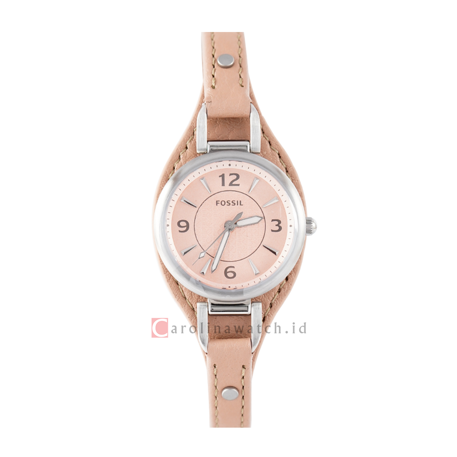 Jam Tangan Fossil Carlie Es5213 Women Cream Dial Nude Pink Leather Str