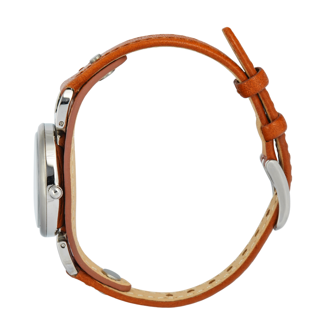 Jam Tangan Fossil Carlie ES5214 Women Silver Dial Brown Leather Strap