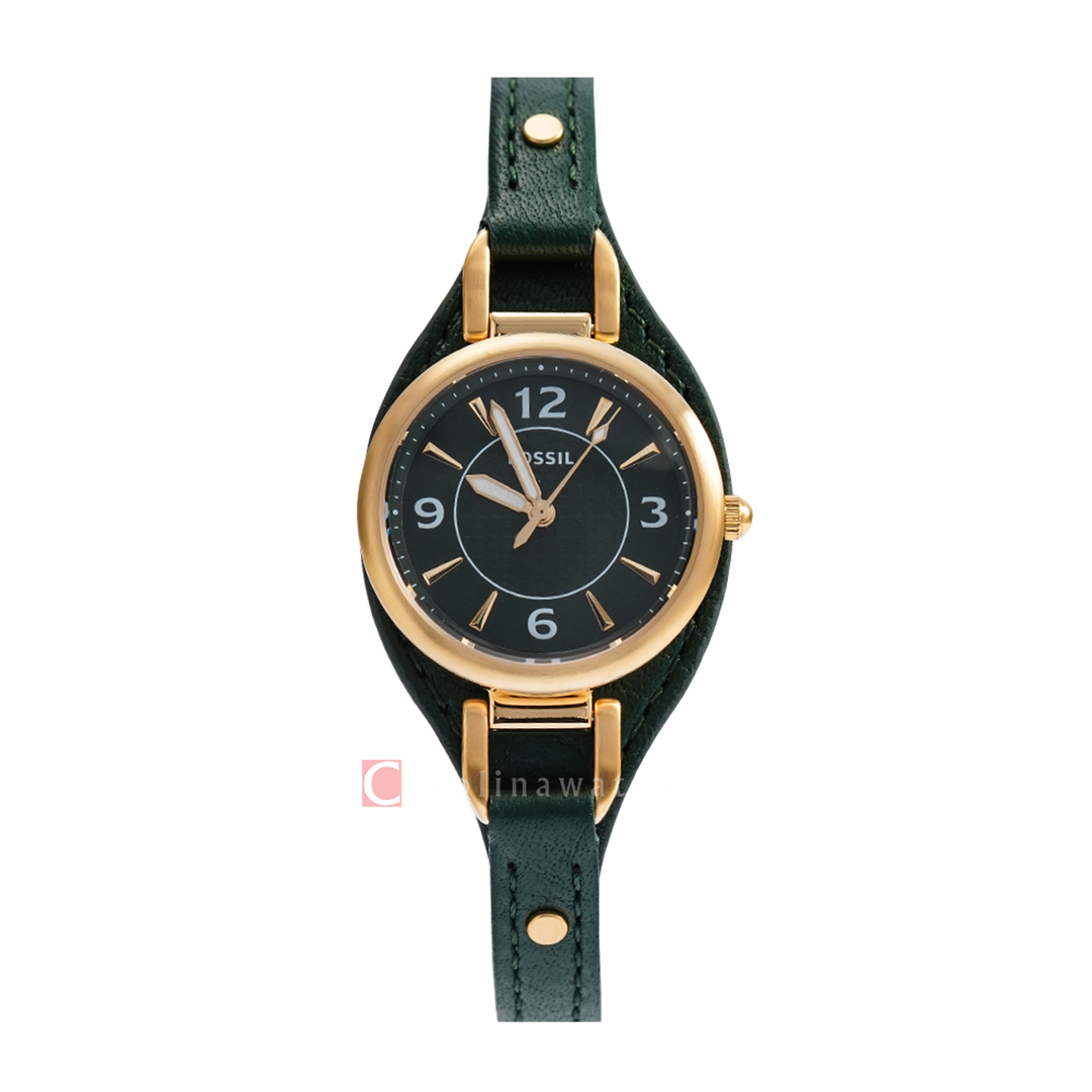 Jam Tangan Fossil Carlie ES5241 Women Green Dial Green Leather Strap