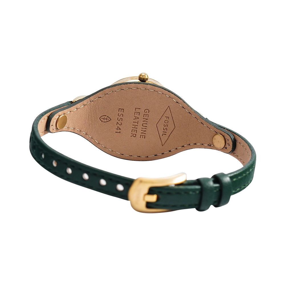 Jam Tangan Fossil Carlie ES5241 Women Green Dial Green Leather Strap