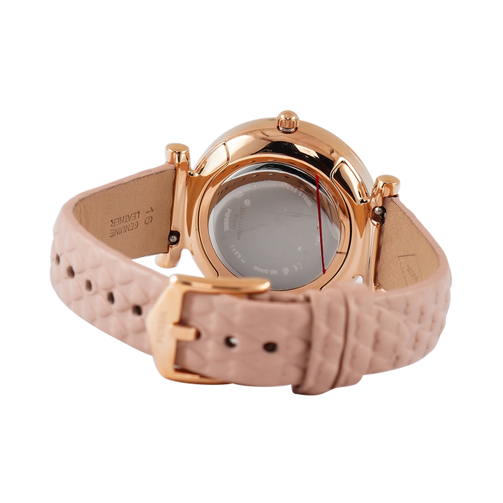 Jam Tangan Fossil Carlie ES5269 Women Silver Dial Blush Pink Leather Strap