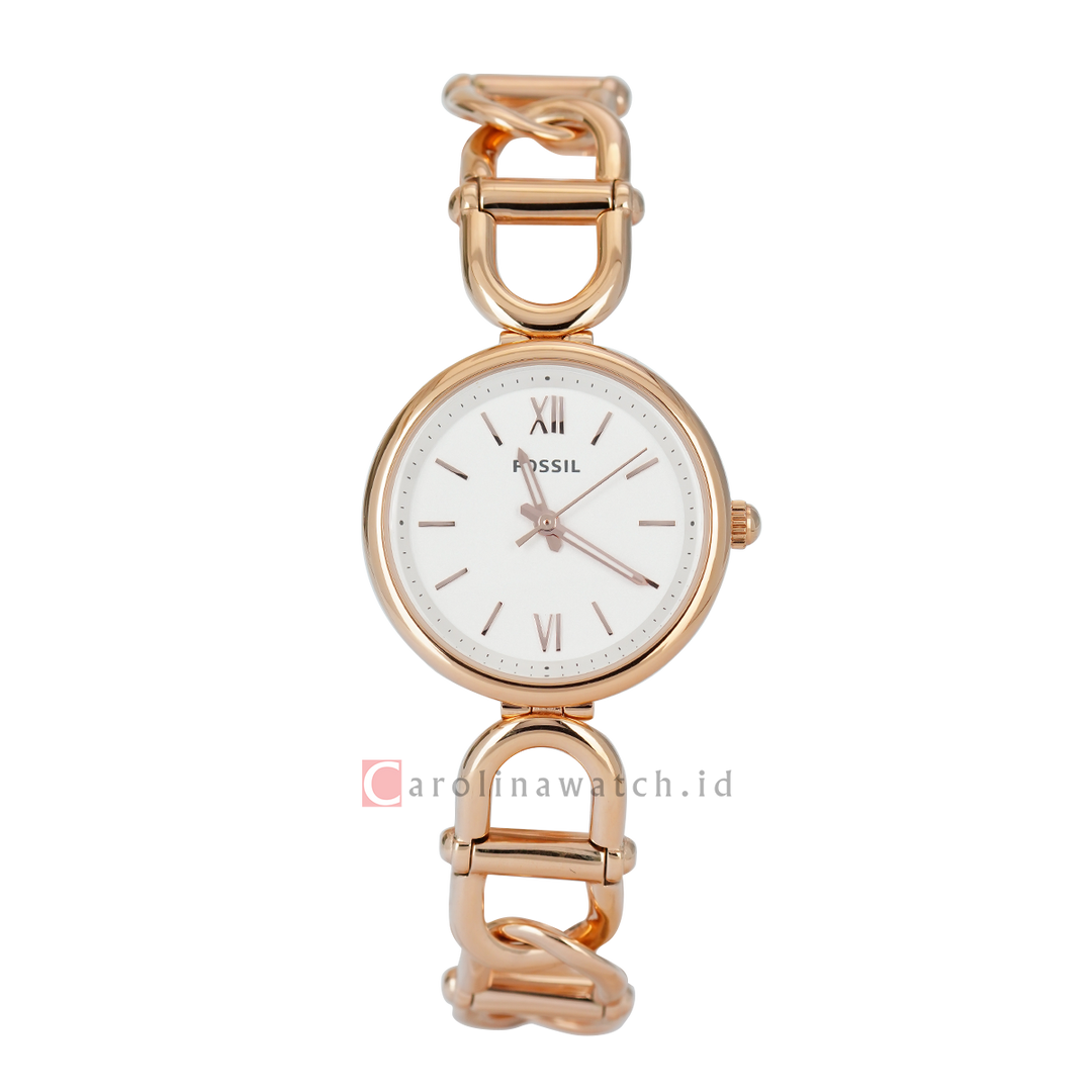 Jam Tangan Fossil Carlie ES5273 Women Silver Dial Rose Gold