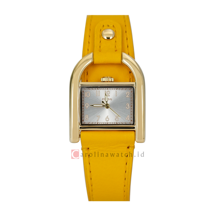 Jam Tangan Fossil Harwell ES5281 Women Silver Dial Yellow Leather Strap