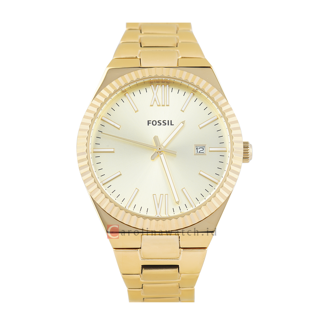 Jam Tangan Fossil Scarlette ES5299 Women Gold Sunray Dial Gold