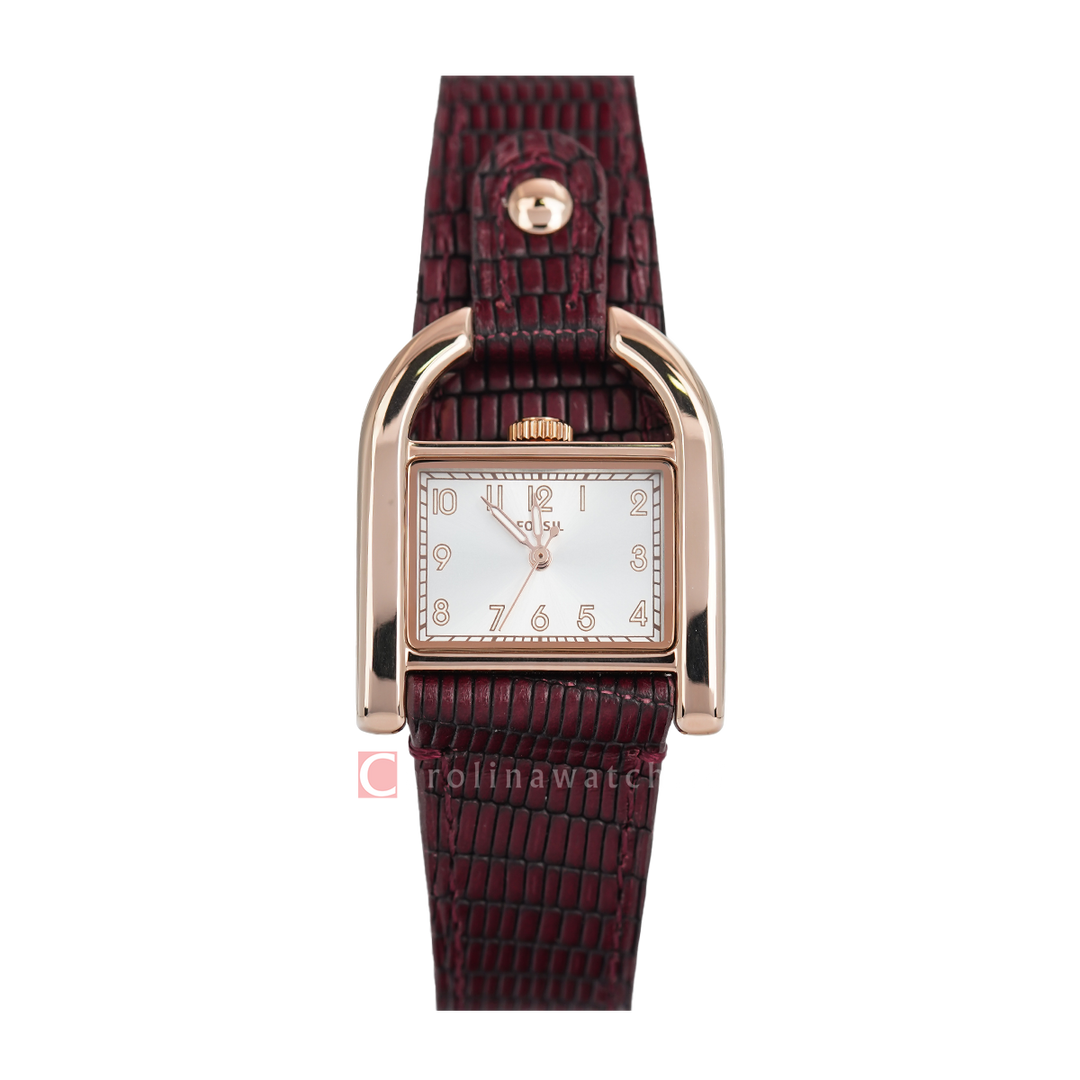 Jam Tangan Fossil Harwell ES5301 Women Silver Dial Brown Leather