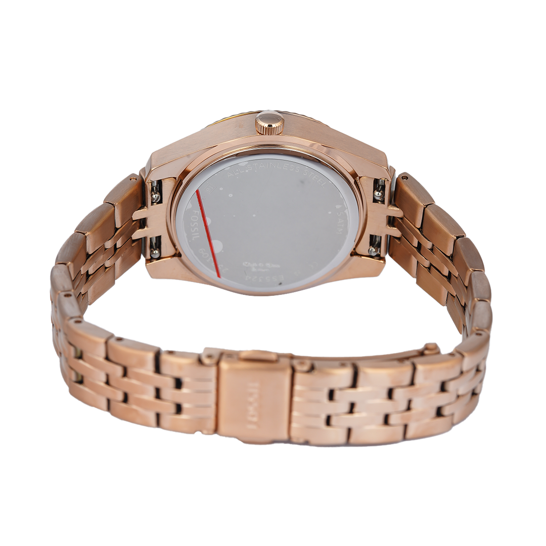 Jam Tangan Fossil Scarlette ES5324 Women Brown Dial Rose Gold