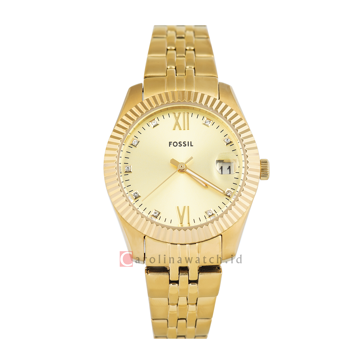 Jam Tangan Fossil Scarlette ES5338 Women Gold Dial Gold Stainless Stee ...