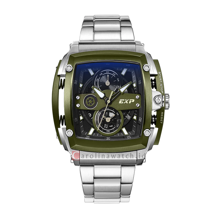 Jam Tangan Expedition EXP Chronograph EX 3008 BCBTOGN Men Green Dial Stainless Steel Strap