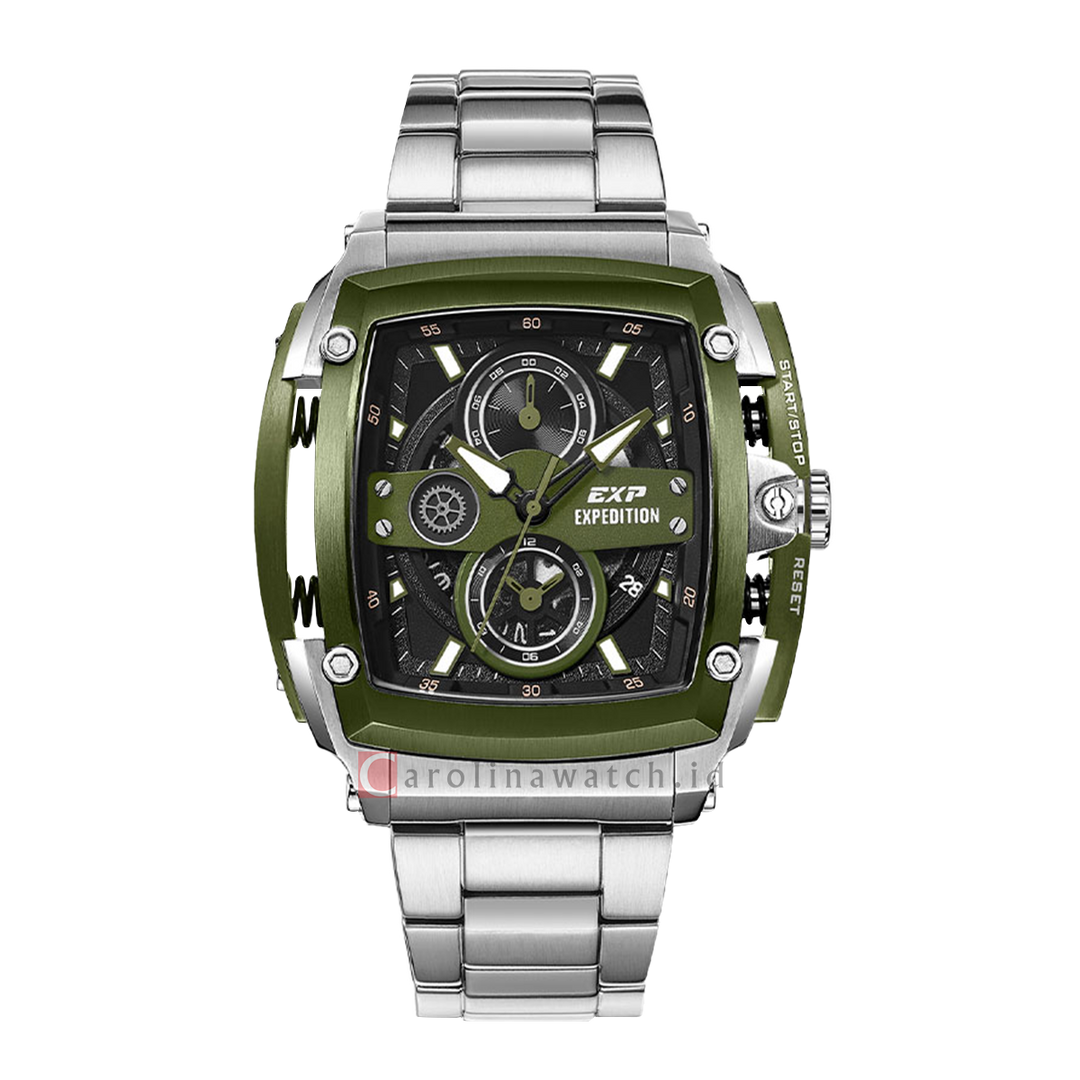 Jam Tangan Expedition EXP Chronograph EX 3008 GCBTOBAGN Men Green Dial Stainless Steel Strap