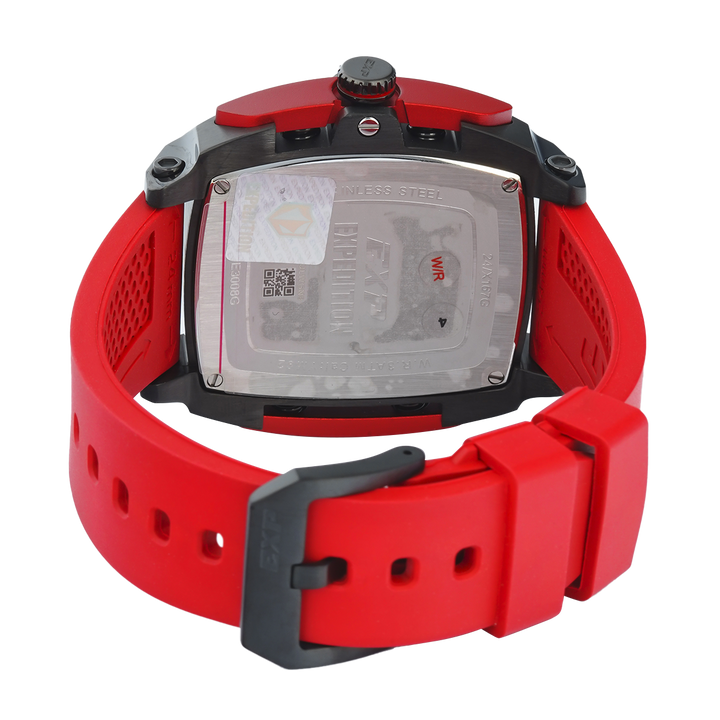 Jam Tangan Expedition EXP Chronograph EX 3008 GCRIGBARE Men Black Dial Red Rubber Strap