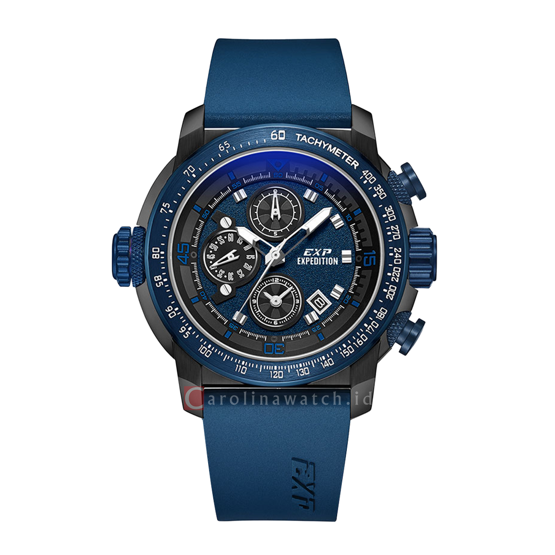 Jam Tangan Expedition EXP EX 6335 GCRUBBU Men Blue Dial Blue Rubber Strap