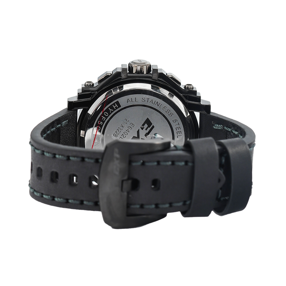 Jam Tangan Expedition EXP EX 6402 BCLEPBA Men Black Dial Black Leather Strap