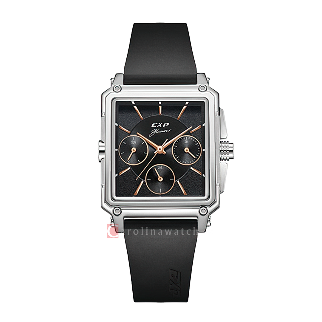 Jam Tangan Expedition EXP Glamour EX 6618 BFRSSBARG Women Black Dial Black Rubber Strap