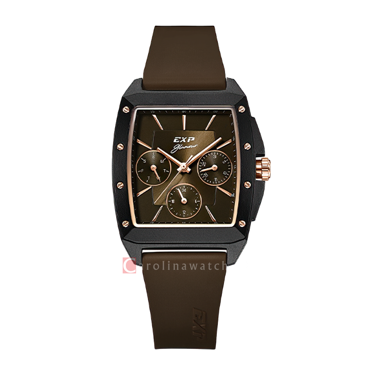 Jam Tangan Expedition EXP Glamour EX 6636 BFRRGBOAL Women Brown Dial Brown Rubber Strap