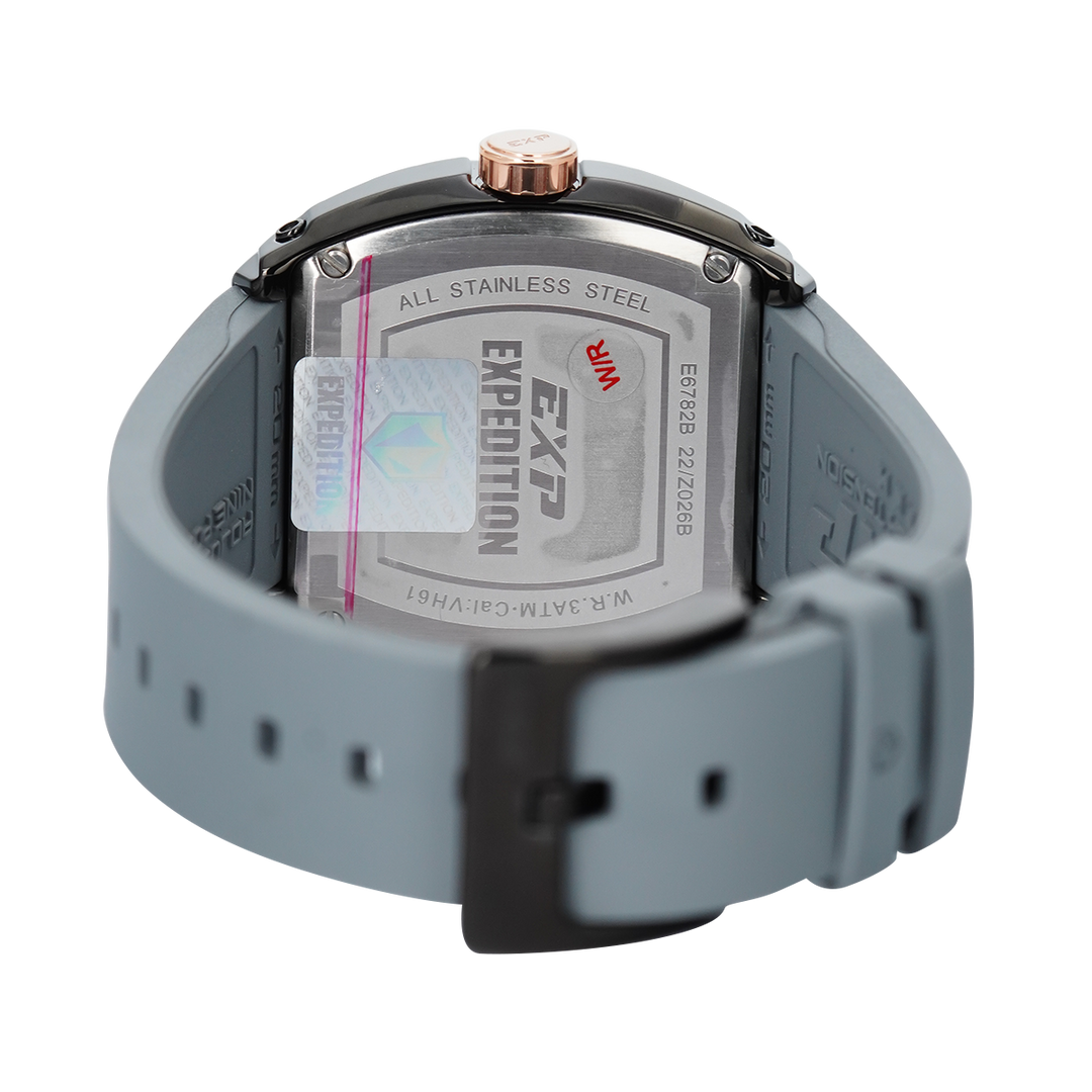 Jam Tangan Expedition EXP Glamour EX 6782 BFRBRBA Women Black Dial Light Blue Rubber Strap