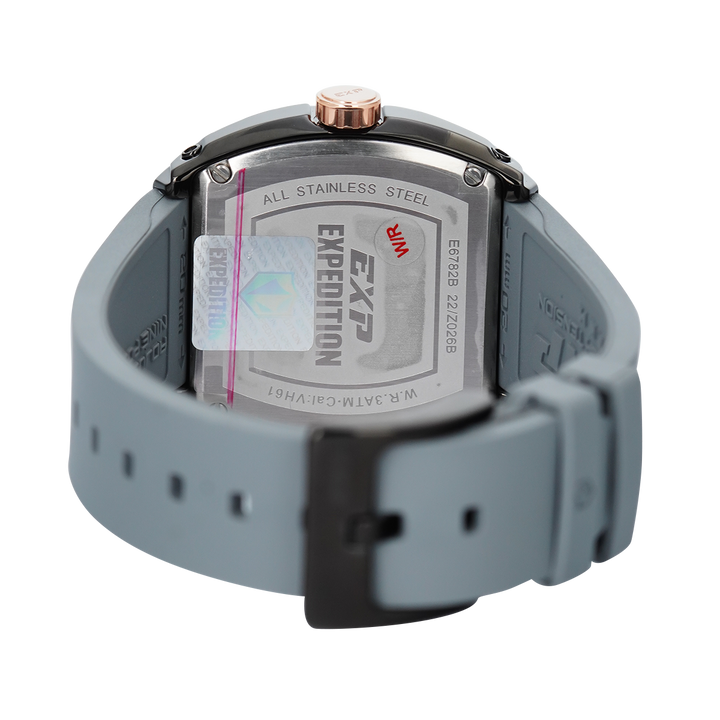 Jam Tangan Expedition EXP Glamour EX 6782 BFRBRBA Women Black Dial Light Blue Rubber Strap