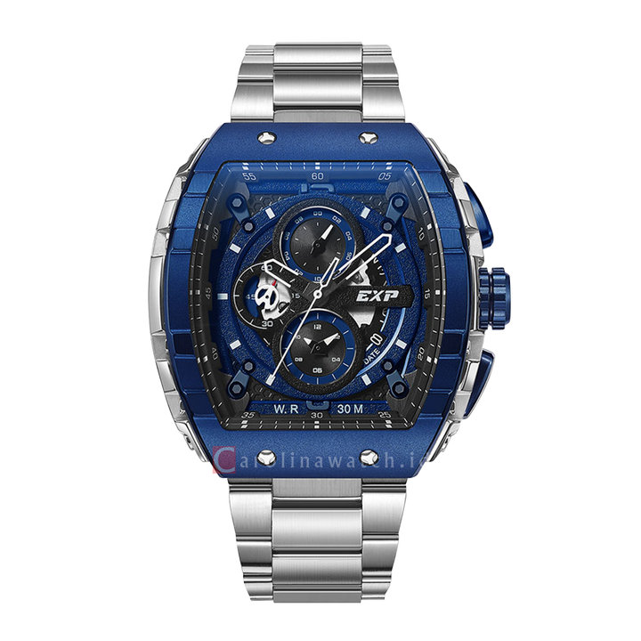 Jam Tangan Expedition EXP Chronograph EX 6782 MCBTUBU Men Blue Dial Stainless Steel Strap