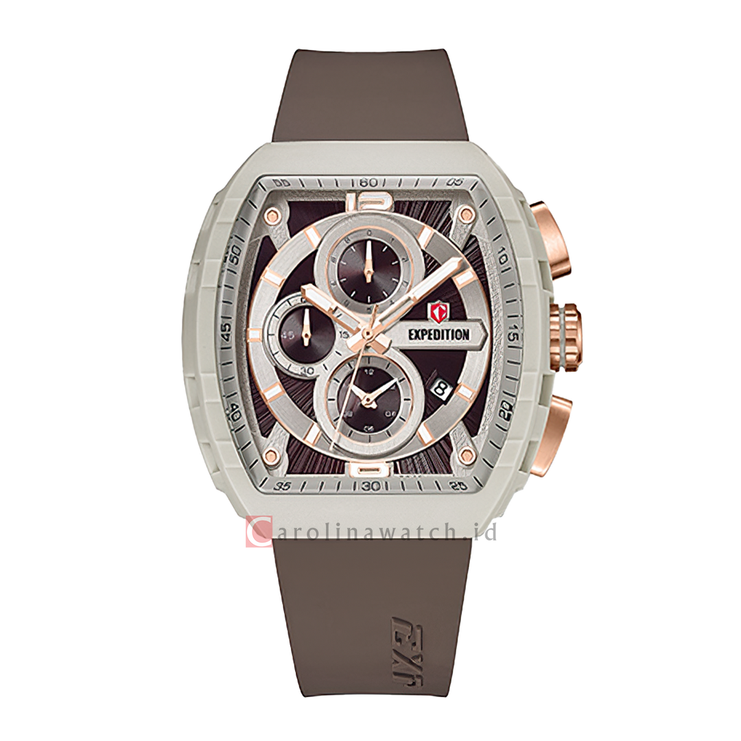 Jam Tangan Expedition EXP Chronograph EX 6782 MCRRGBOLO-EC Eco Ceramic Men Brown Dial Brown Rubber Strap