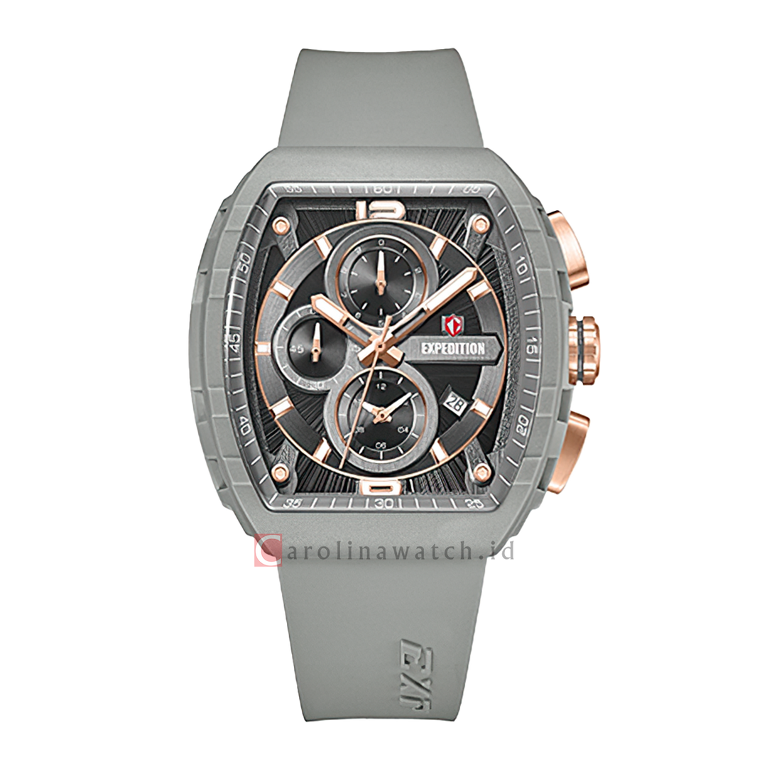 Jam Tangan Expedition EXP Chronograph EX 6782 MCRRGDGGR-EC Eco Ceramic Men Analog Dial Grey Rubber Strap