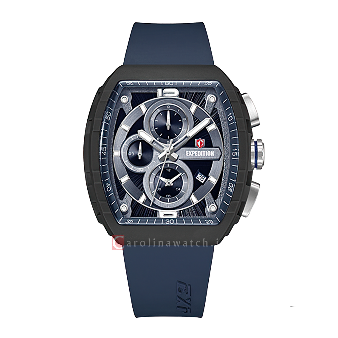 Jam Tangan Expedition EXP Chronograph EX 6782 MCRSSBUBU-EC Eco Ceramic Men Analog Dial Blue Rubber Strap