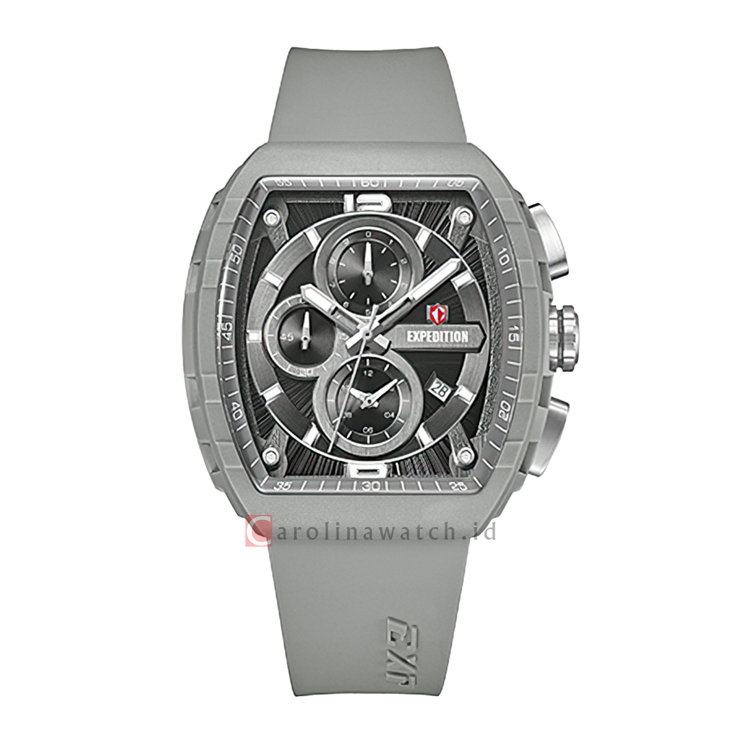 Jam Tangan Expedition EXP Chronograph EX 6782 MCRSSDGGR-EC Eco Ceramic Men Analog Dial Grey Rubber Strap