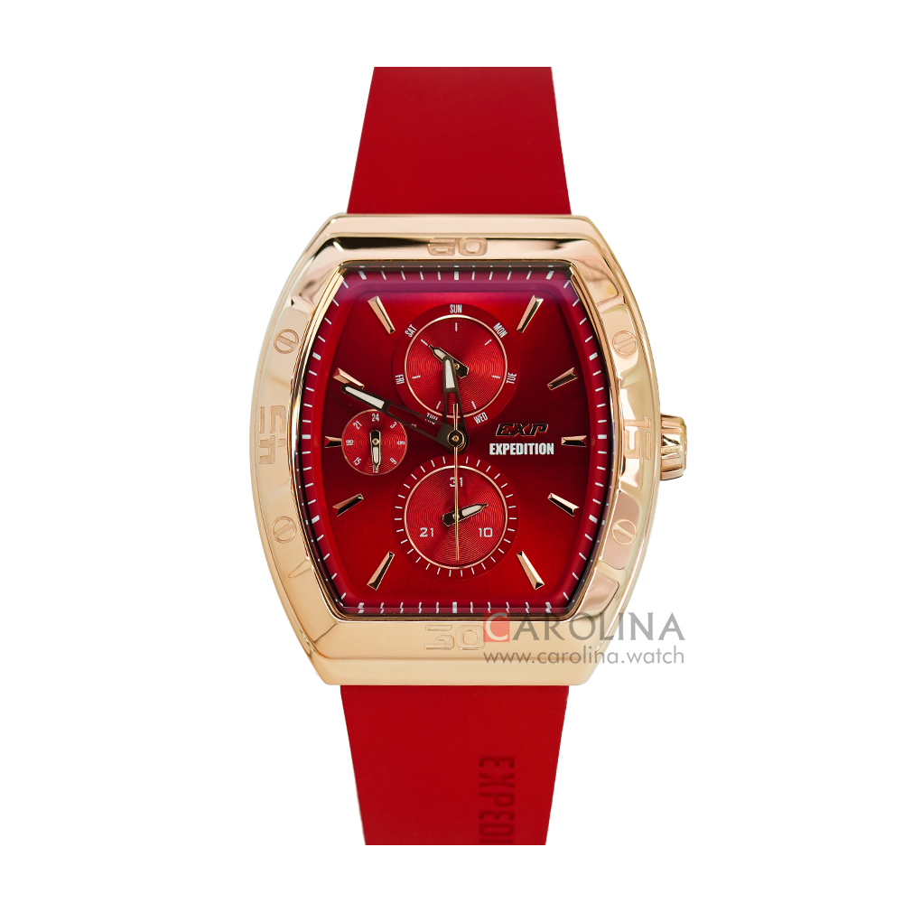 Jam Tangan Expedition EXP EX 6800 BFRRGRE Women Red Dial Red Rubber Strap