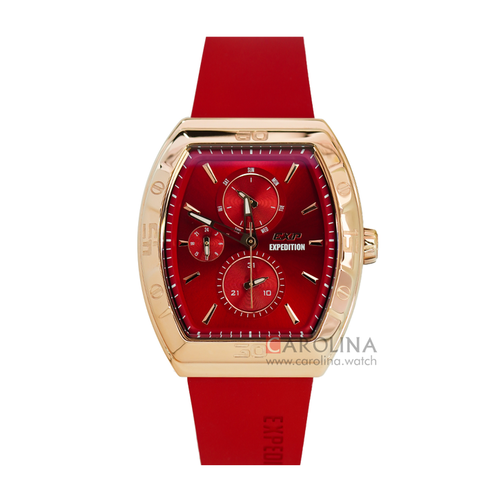 Jam Tangan Expedition EXP EX 6800 BFRRGRE Women Red Dial Red Rubber Strap