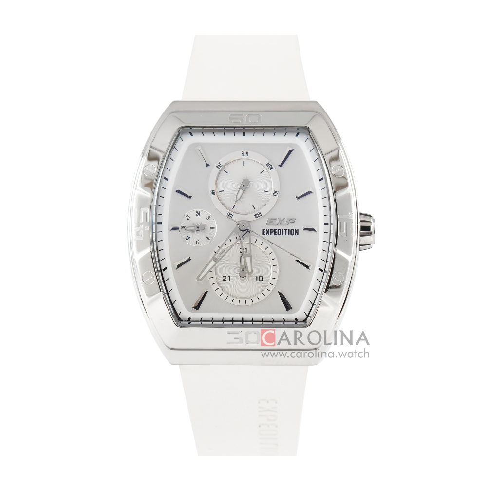 Jam Tangan Expedition EXP EX 6800 BFRSSSL Women White Dial White Rubber Strap