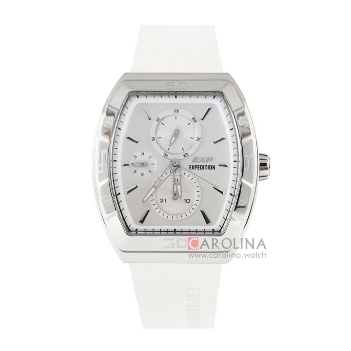 Jam Tangan Expedition EXP EX 6800 BFRSSSL Women White Dial White Rubber Strap