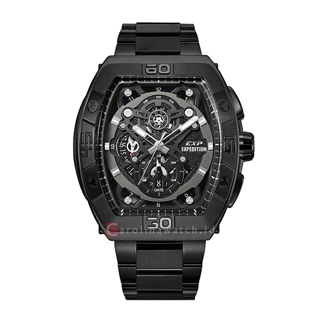 Jam Tangan Expedition EXP EX 6800 MCBIPBA Men Black Dial Black Stainless Steel Strap