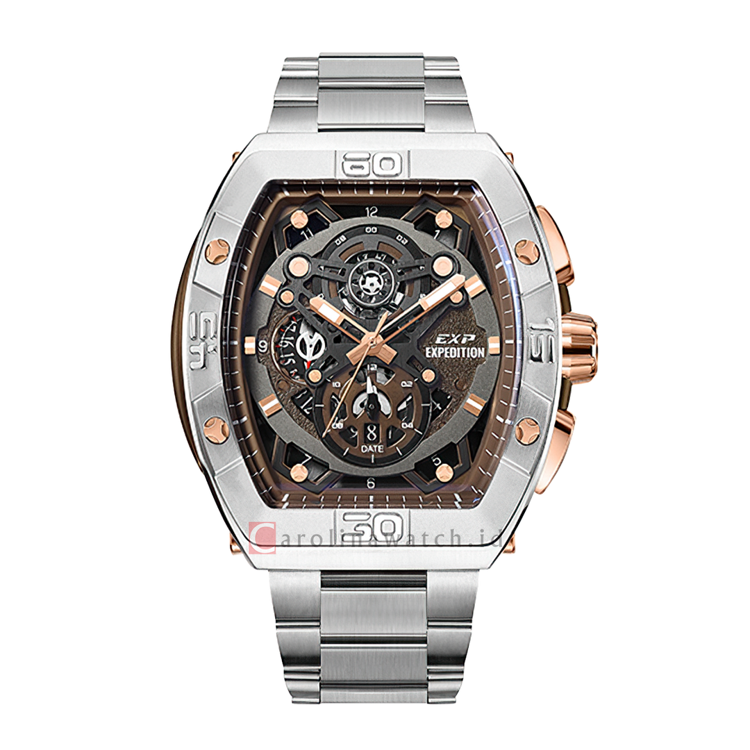 Jam Tangan Expedition EXP EX 6800 MCBTRBO Men Analog Dial Stainless Steel Strap