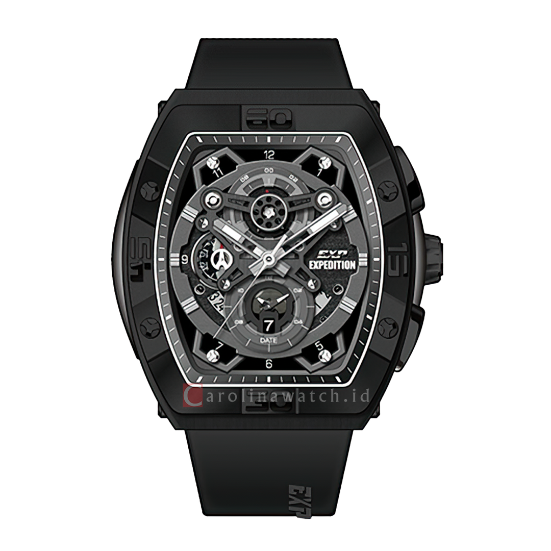 Jam Tangan Expedition EXP EX 6800 MCRIPBABA Men Black Dial Black Silicon Strap